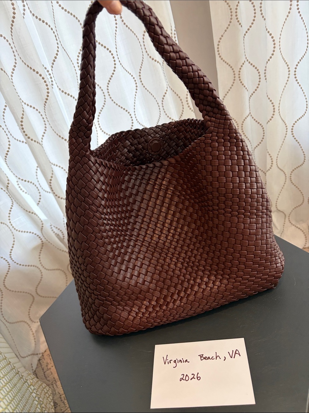 Woven Hobo Tote Bag - Chocolate Brown